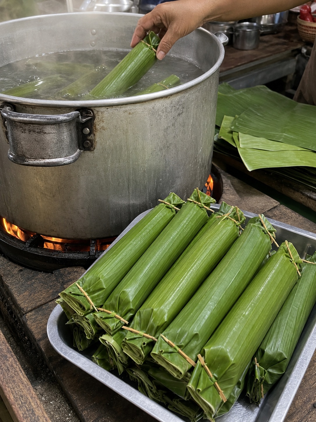 Ilustrasi perebusan lontong